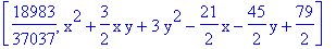 [18983/37037, x^2+3/2*x*y+3*y^2-21/2*x-45/2*y+79/2]